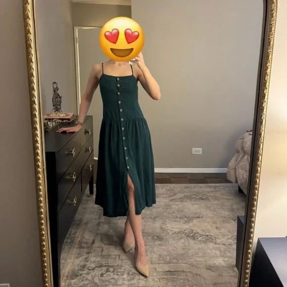 Urban Outfitters | Linen Button Down Drop Waist Midi Dress | Size: S - Picture 4 of 8